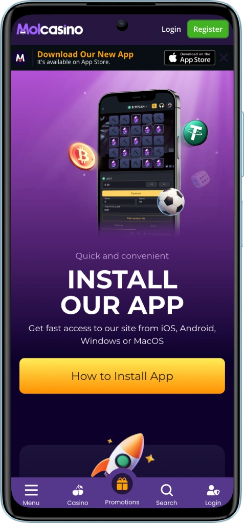MOL Casino app install screen