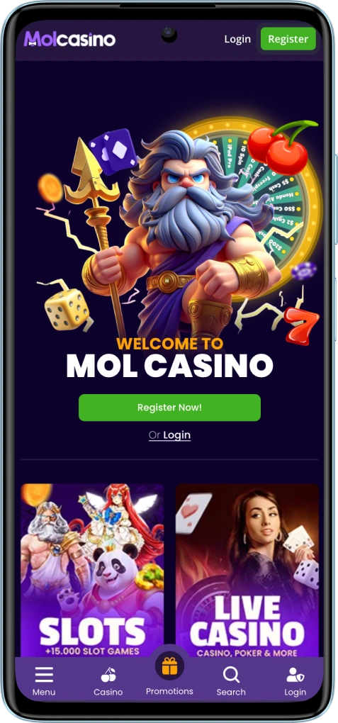 MOL Casino app home screen